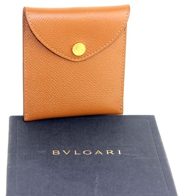 BVLGARI ABMEER B-Zero1 Calf Brown Leather Coin Case Mirror Case