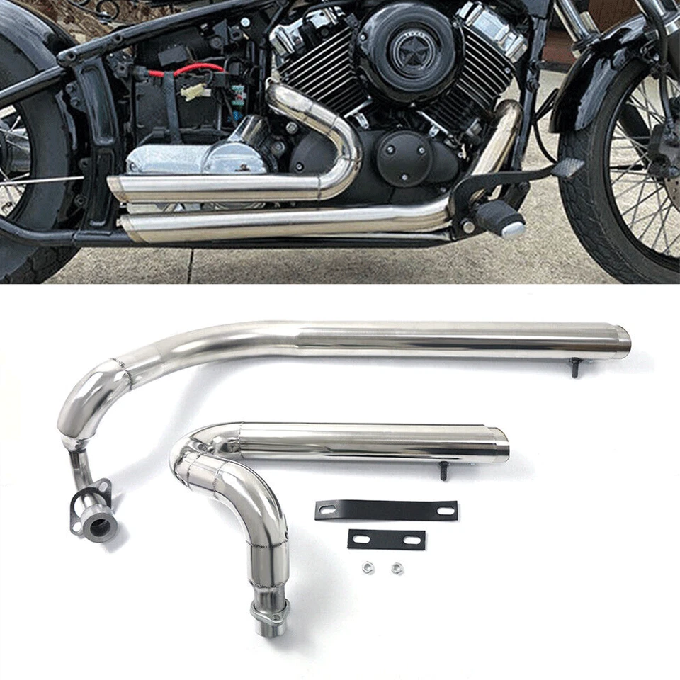 Выхлопные трубы в шахматном порядке Shortshots для Yamaha V star 650 XVS650 Dragstar 650 400 - Изображение 2 из 4