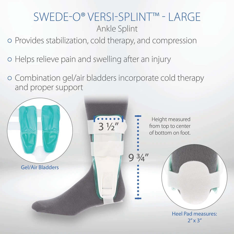 Swede-O Versi-Splint Ankle Splint Stabilization Cold Therapy Air Compression - Image 4 of 4
