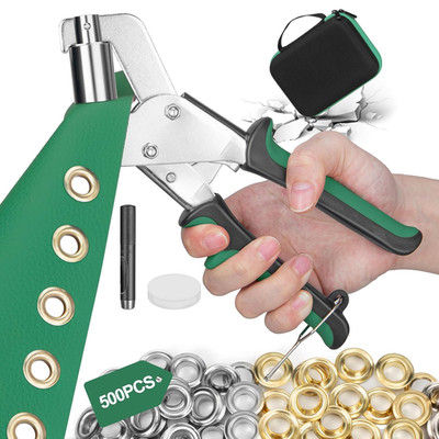 Heavy Duty Grommet Tool Kit, 3/8 Inch 10 Mm (Inside Diameter) Handheld Eyelet Pr