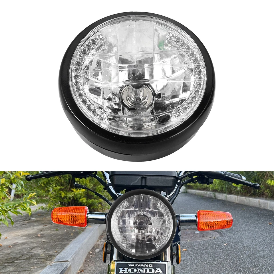 7"Inch Motorcycle LED Headlight Turn Light W/Black Housing Bucket Universal Foto 2 de 4