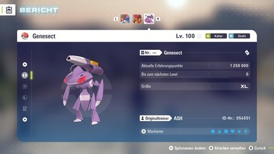 Non-Shiny Genesect  Level 100  6IV + Max EV / DV  Für Pokemon Legenden Z-A