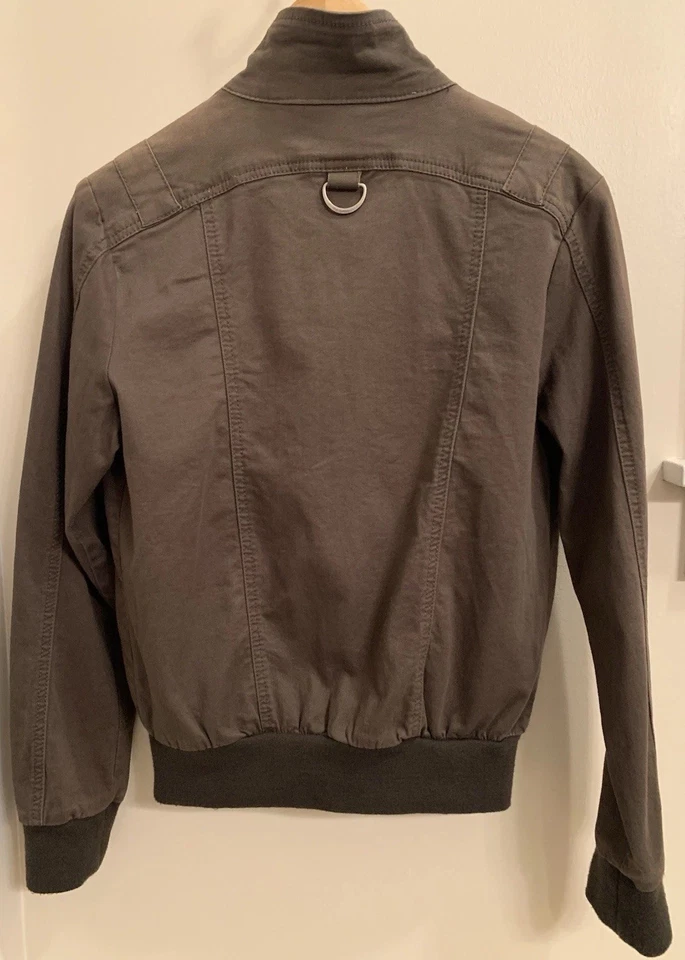 Этиловая винтажная куртка женская маленькая коричневая на молнии пальто-бомбер ребристые манжеты и подол - Изображение 3 из 4