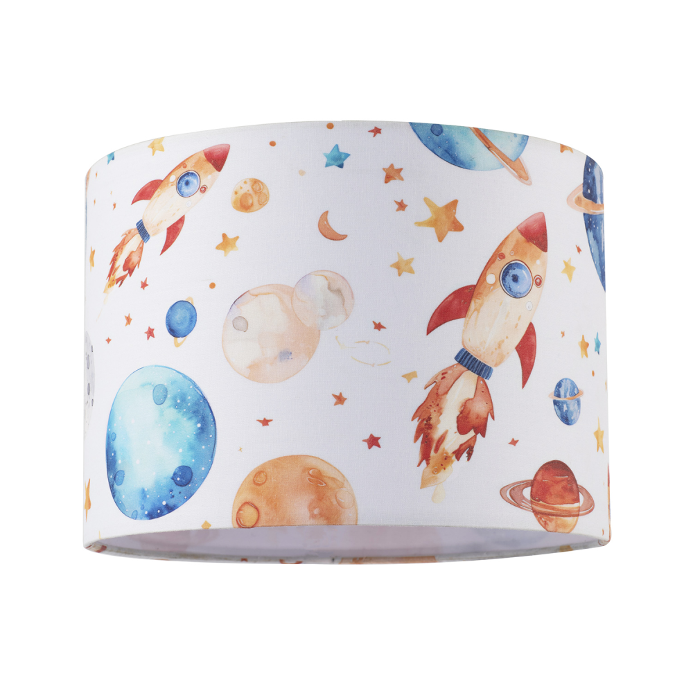 Colourful Space Themed Kids Lamp Shade with Rockets Planets and Stars by Happ...