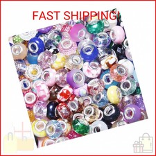 100 Pieces Large Hole Beads Spacer Bead Mixed Color Assorted European Craft Big