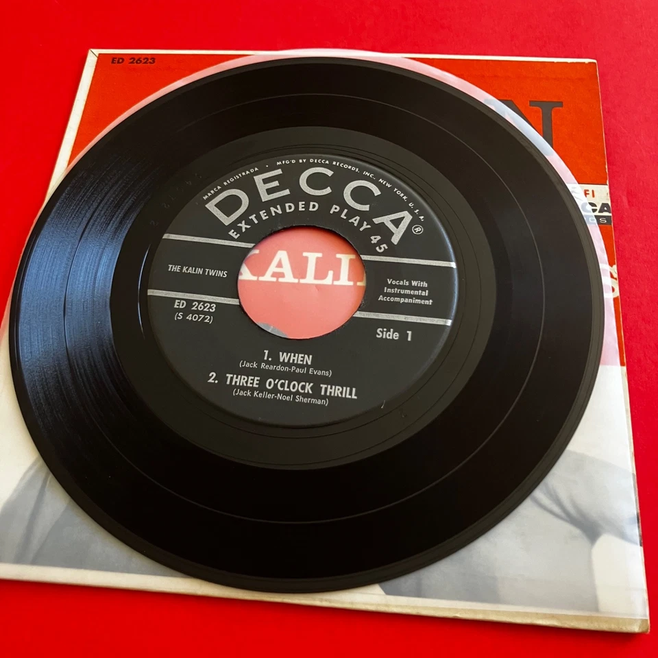 Disco de vinilo The Kalin Twins When 7" 4 pistas EP Decca US Press 1958 Foto 2 de 4