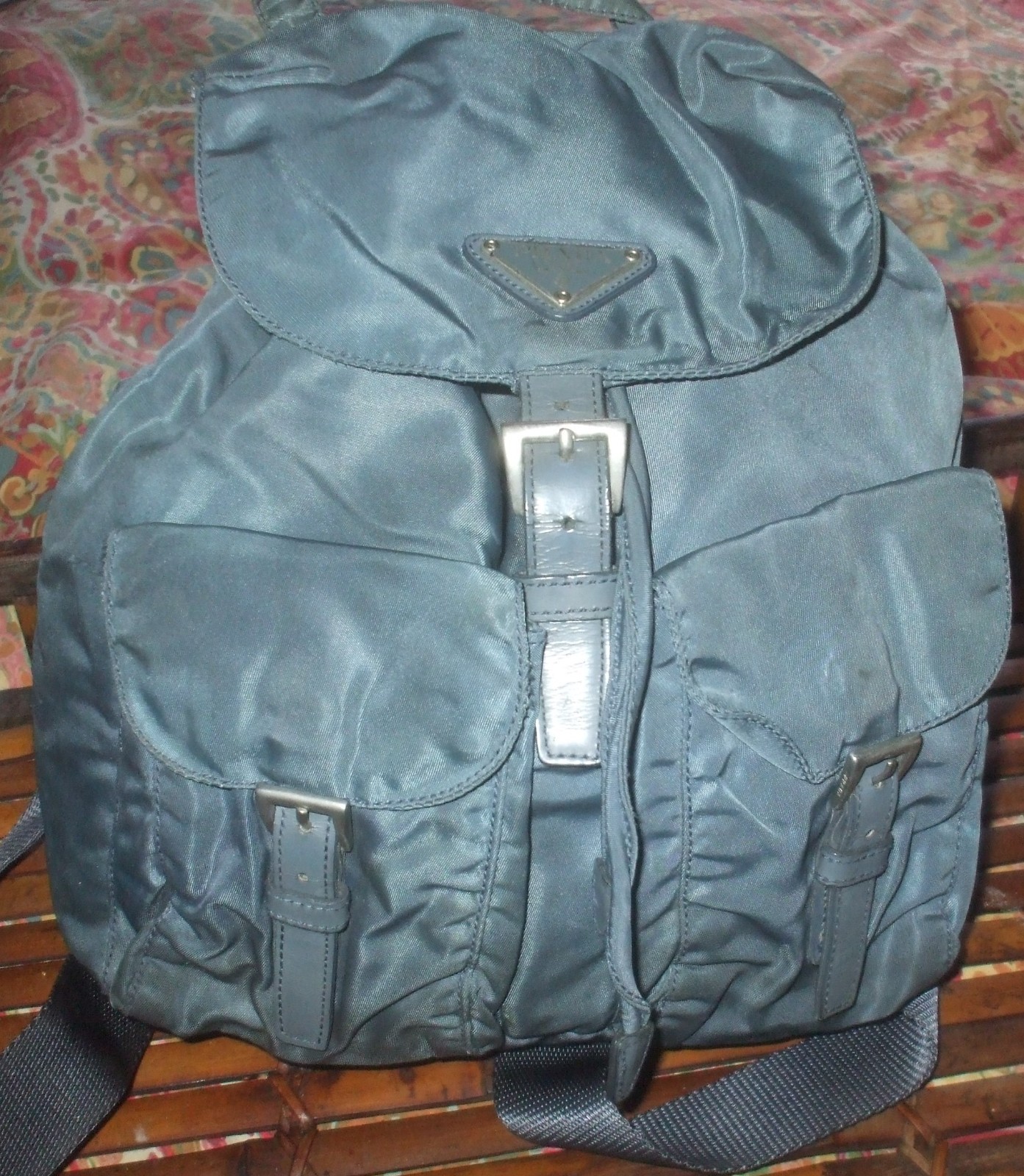 Prada blue teal nylon unisex travel school sho authentic backpack shoulder bag thumbnail 2