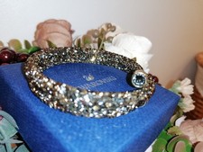 Image of Swarovski Crystaldust Double Bangle Bracelet gold champagne crystals stunning