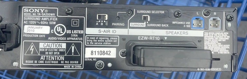 Sony S-Air TA-SA200WR Surround Amplifier w/ EZW-RT10A Wireless Transceiver Card - Image 2 of 4
