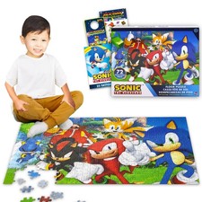 Floor Puzzle for Kids Set - Bundle of 72 Piece Sonic Floor Puzzle, Stickers, ...