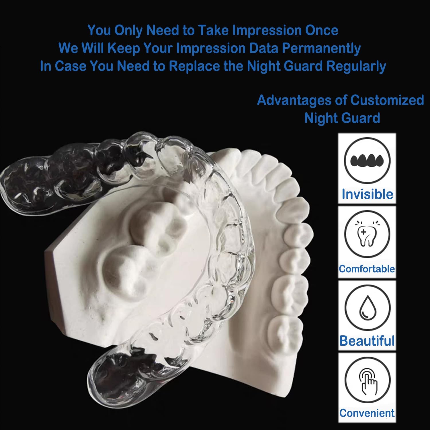 Custom Night Guard, Durable Mouth Guard Teeth Guard Ultra Thin Brace Dental D...