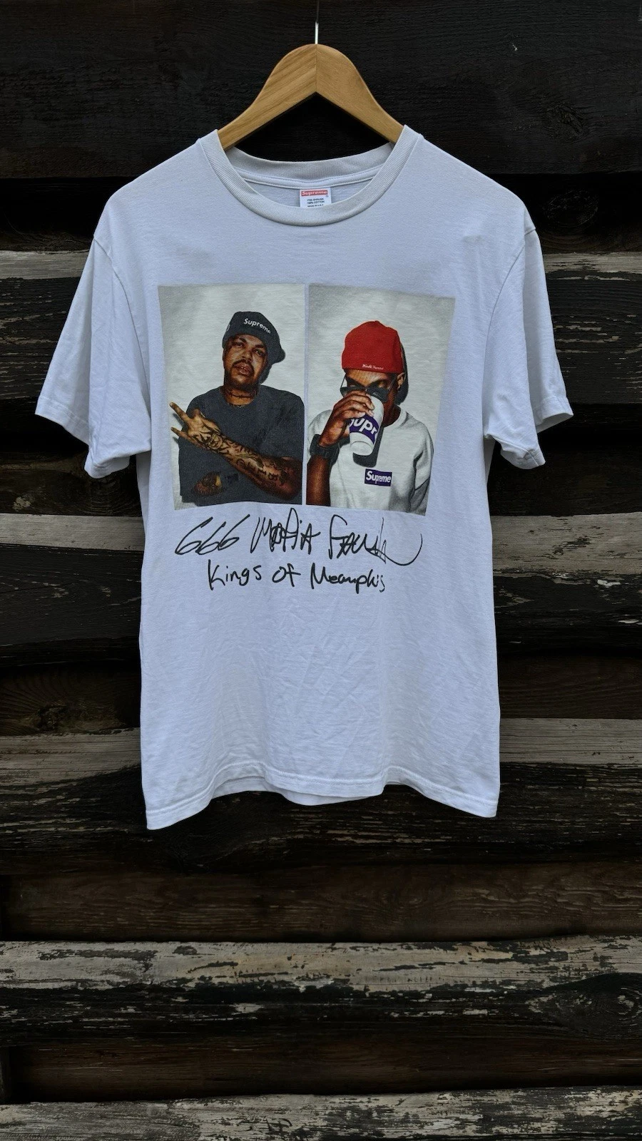 T shirt blanc Supreme Three Six Mafia taille L