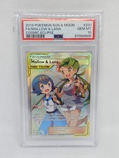2019 POKEMON SUN & MOON COSMIC ECLIPSE #231/236 MALLOW & LANA TAG TEAM PSA 10