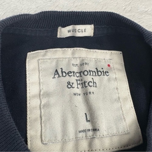 Y2K Abercrombie & Fitch Hombre L Músculo Manga Corta "Fitch" Spellout Azul Marino - Imagen 4 de 7