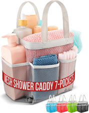 Mesh Shower Caddy   7 Pocket Portable Organizer Tote for College Dorm, Gym, Trav