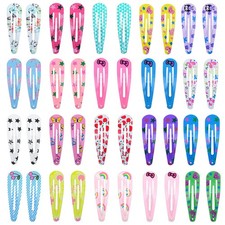 40 Pieces Printed Snap Hair Clips for Girls' 2 Inch Barrettes for Kids Teens ...