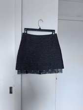 Chanel silk black mini skirt Ready-to-wear runway 2003 collection FR 36 S