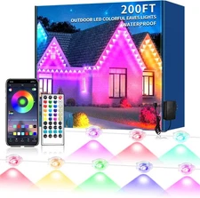 200FT Permanent Outdoor Lights for House,Waterproof Smart RGB LED Eaves Light