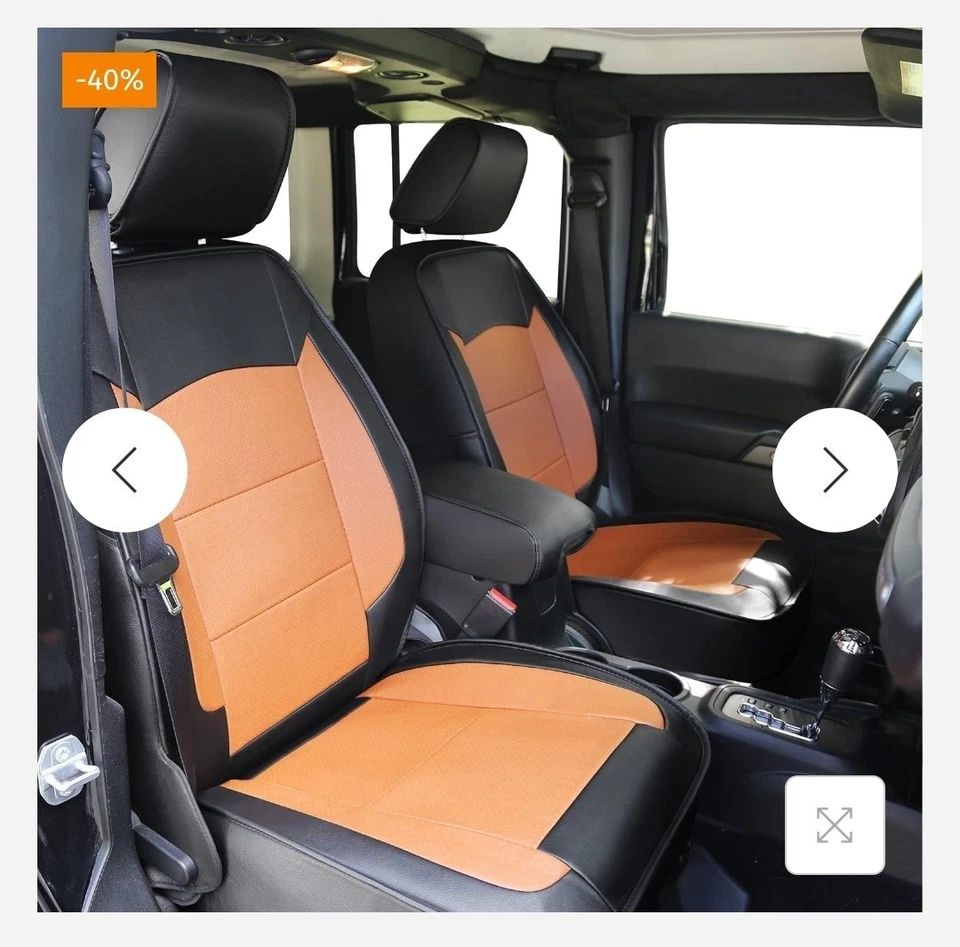 OASIS AUTO 2018-2025 Wrangler JL 4 Door Custom Leather Seat Covers in black and - Image 2 of 4