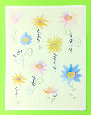 Vintage Hallmark Flowers Encouraging Words & Phrases Sticker Sheet