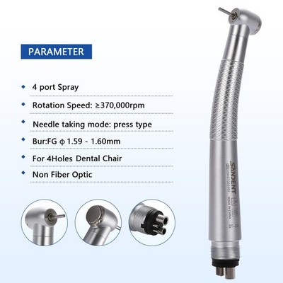 SANDENT Dental High Speed Standard Head Handstück 4 port spray 4 Hole Non-optic