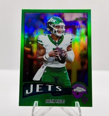 JUSTIN FIELDS 2025 Topps Chrome True Green Refractor THROWBACK Jets Chiefs /99