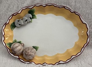 Bella Casa 3D Realistic Mushroom-Garlic Serving Platter By Ganz