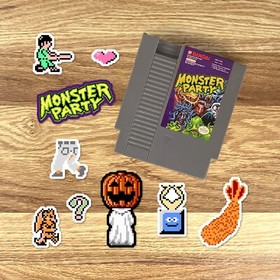 Monster Party Stickers Nintendo NES Pixel Art 28 Sticker Pack