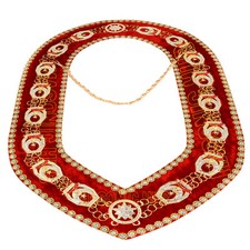 Masonic Regalia Rhinestones Jewels Shriner Chain Collar With Red Backing Velvet