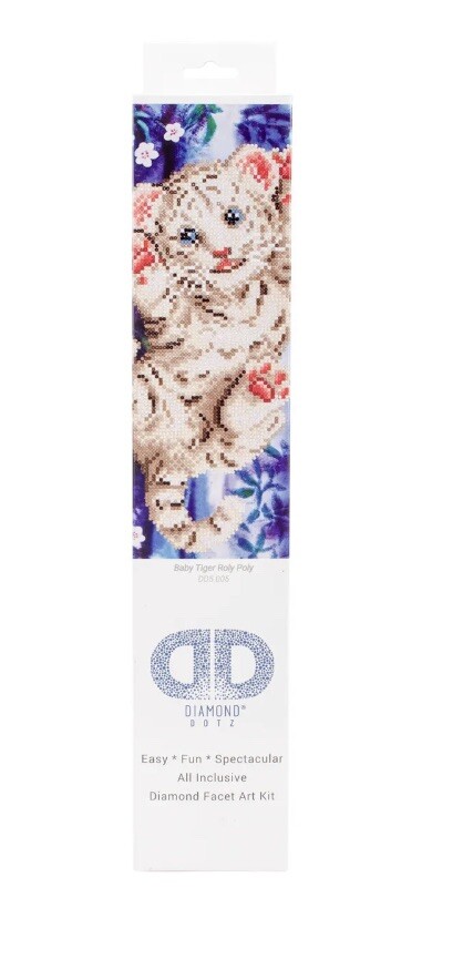 DIAMOND DOTZ Diamond DOTZ-DQK8-007 Squares Tigre Blanc Avec Cadre Noir, Env. Kit De Peinture Diamant 31 X 41 Cm-pour Enfants Et Adultes, DQK8-007, Coloré