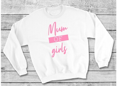 Mum of Girls sweater sweatshirt mother's day pink white girl mum mama twinning
