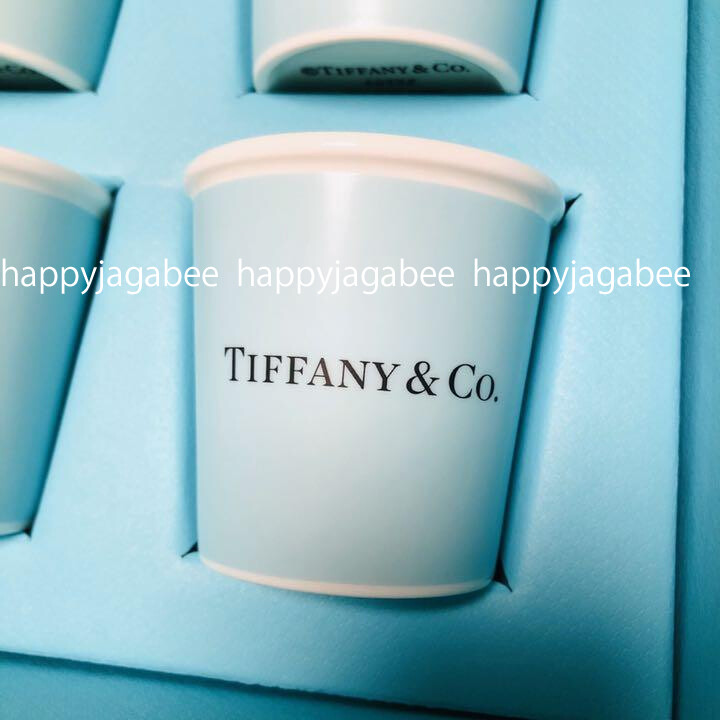 Tiffany & Co. 定価およそ300,000 TIFFANY & CO BONE CHINA Espresso Paper Cup set of 4 w/ Box Tiffany