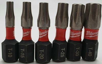 6x Milwaukee Shockwave Torx Bits T10 15 20 25 30 40 Impact Duty Schlagschrauber