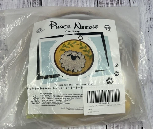 Punch Needle Canvas Fabric Sheep Kit Gift Arts and Crafts