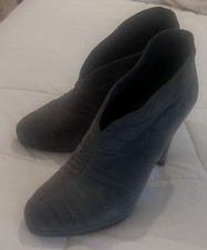 Prada Ruched Suede Bootie 39.0 Gently Worn - Platform 4.0   Heel - Dark Grey