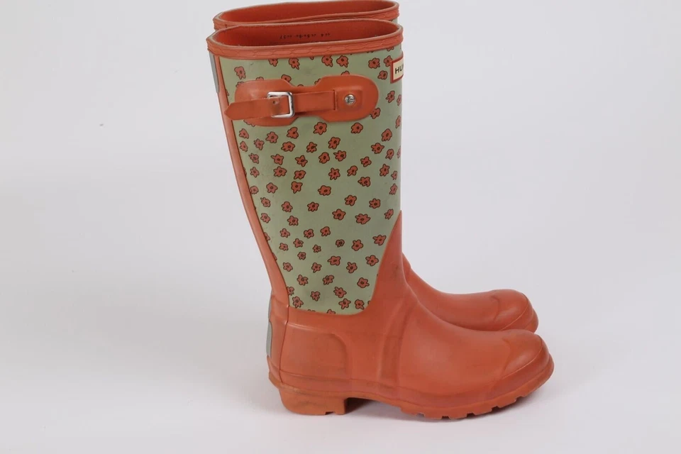 HUNTER 橙色橡胶花卉雨靴,尺寸 EU 37 US 5 — 第 4/4 张图片