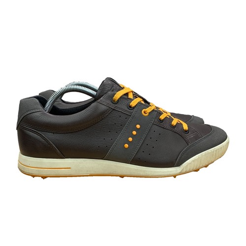 ECCO Mens Brown Leather Classic Hydromax Spiked Golf Shoes  display picture 1