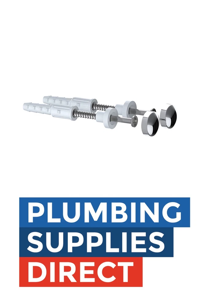 * WC Toilet Pan Bidet Fixing Kit Set Screws Plugs + Metal Washers - Chrome Caps