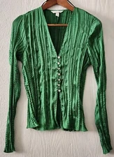 H&M Women's size Small Green Pleated Y2k Style Top
