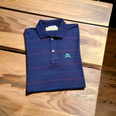 Vintage 80S Alleged Mako Striped Cotton Blue Kappa Polo Dresses S