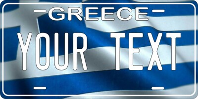 Greece Flag Wave License Plate Personalized Car Auto Bike Motorcycle Custom