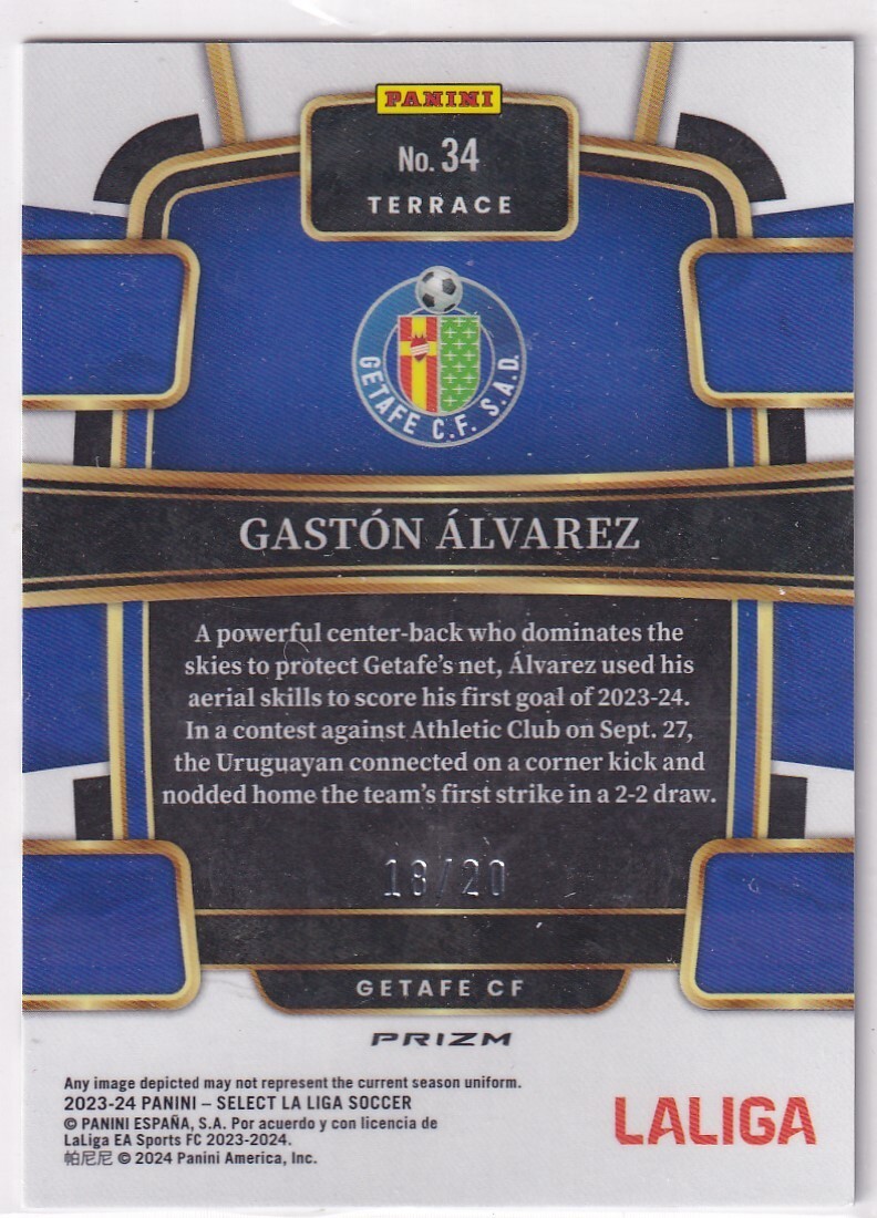 Panini Select La Liga 2023-24 No. 34 Gaston Alvarez White Prizm 18