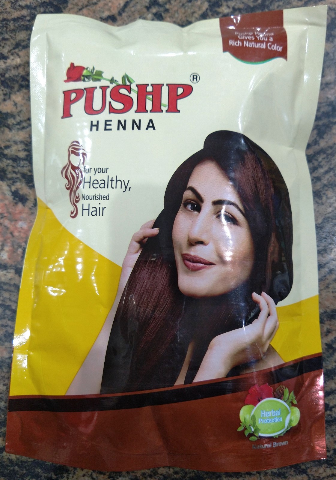 Pushp Henna Powder Natural Brown Nourished Hair Ammonia Free 140