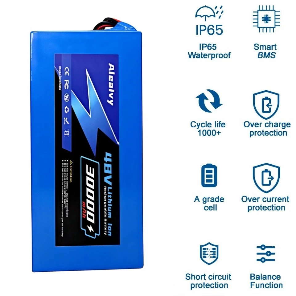 48V 30AH Lithium ion E-bikeE Battery   2000W Electric Bicycle Motor Kit 50A - Image 2 of 4