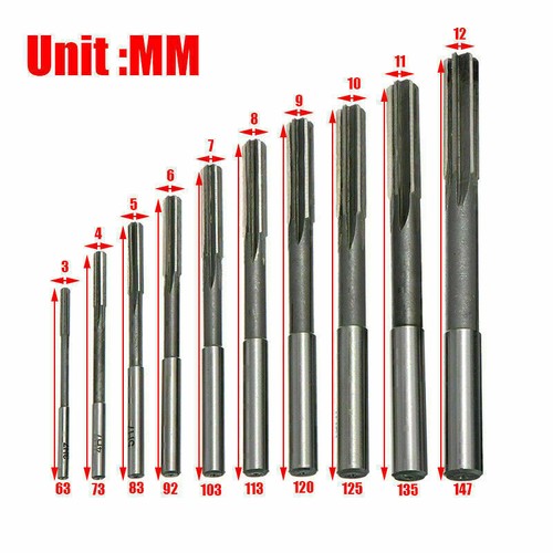 10 Stück H8 Reibahlen Ø3-12mm Satz Maschinen Handreibahle HSS Maschinenreibahlen - Bild 6 von 7
