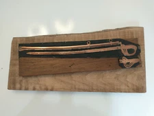 Solingen Vintage Sword Printing Block on Raw Edge Wood Slab (12") for Wall Art