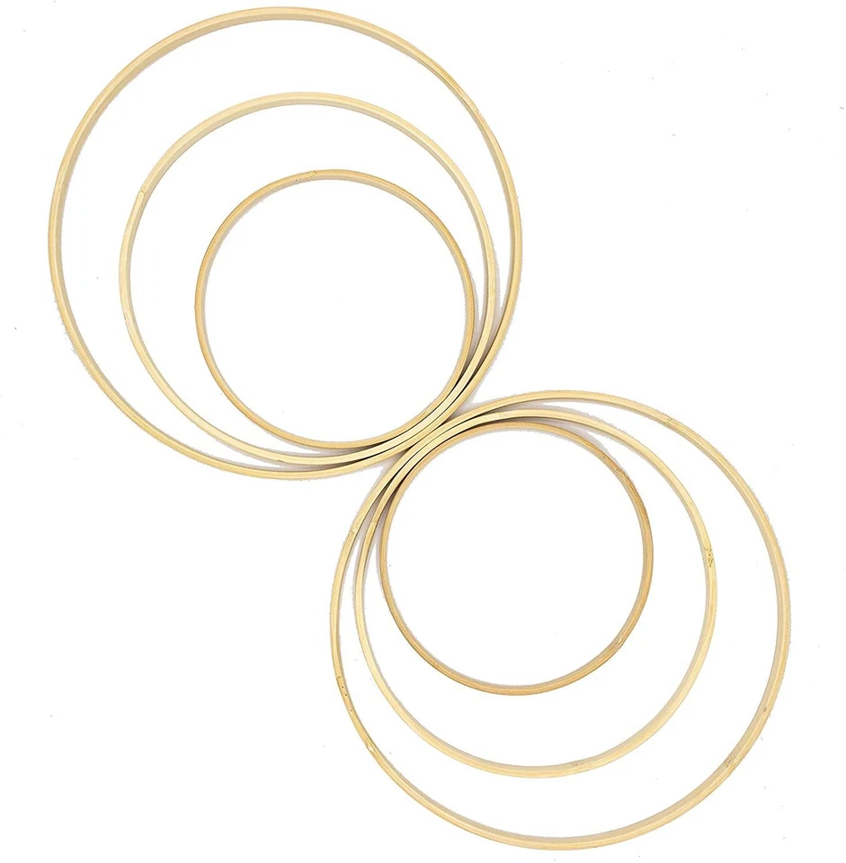 EKO DEKO Bambus Ringe 6er-Pack: 2x20cm, 2x25cm, 2x30cm Holzringe zum Basteln Holzreifen