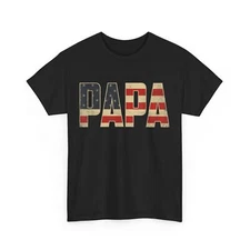Papa Bold Patriotic American Flag Father’s Day Papa T-Shirt