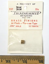 1 TRADESHIP Japan 1/24 Slot Car BRASS PINION GEAR 64 Pitch .078" Hole 12 Tooth