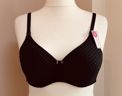 Variance Nursing Non Wired Bra In Black With Polka Dots Size 36C BNWT
